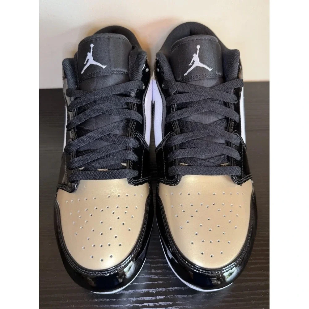 Nike Jordan 1 Low TD Football Cleats Black Gold Toe FJ6245-701 Men's Size 10